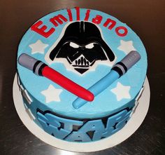 a star wars themed birthday cake with a darth vader theme