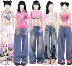 Newjeans Concert Outfit, Y2k Group Outfits, Dance Outfits Kpop Stage, Newjeans Outfits Inspired Y2k, K Pop Group Outfits, 6 Member Kpop Group, Group Dance Outfits, Kpop Outfits Group, Kpop Group Outfits 5 Members