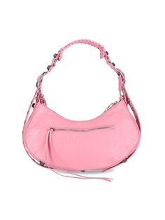 100% Calf Designer Hobo Shoulder Bag With Adjustable Strap, Designer Shoulder Bag With Handle Drop, Designer Hobo Bag With Handle Drop, Luxury Crossbody Hobo Bag With Silver-tone Hardware, Luxury Silver-tone Crossbody Hobo Bag, Designer Hobo Bag With Double Handle And Adjustable Strap, Luxury Pink Hobo Bag With Detachable Strap, Luxury Pink Top Handle Hobo Bag, Pink Luxury Hobo Bag