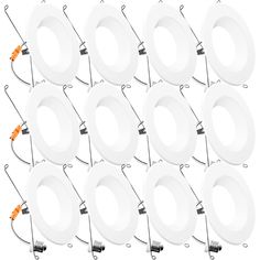 10 pack of white downlights with orange cord