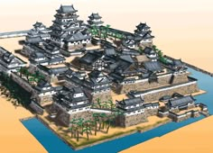 Structure of Japanese Castle Samurai Castle, Japanese Castles, Medieval Japanese, Minecraft Japanese