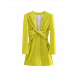 Never Worn Size L Chic Mini Dress For Spring Dinner, Elegant Yellow Mini Dress For Fall, Zara Mini Dress For Spring Formal, Suits Korean, Summer Office, Ladies Blazer, Office Wear Women, Dress Women Elegant, Pink Blazer