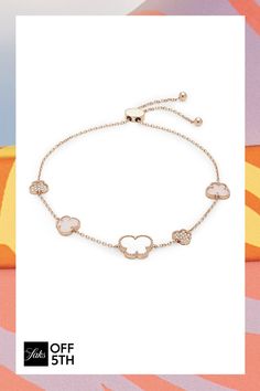 Elegant 14k Rose Gold Bracelet Enlivened With Clover-Shaped Charms Featuring Diamonds And Pink Opal. Pink Opal Diamonds, 0.09 Tcw 14k Rose Gold Adjustable Pull Cord Made In Usa Size Diameter, About 4.5" Widest Click Here For A Guide To Jewelry & Watches. Center Core - W Fine Jewelry > Saks Off 5th > Barneys Warehouse. Effy. Luxury Adjustable Rose Gold Bracelets, Designer Rose Gold Jewelry With Jubilee Bracelet, Designer Rose Gold Bracelet, Luxury Pink Gold Bracelet, Adjustable Luxury Rose Gold Bracelet, Luxury Adjustable Rose Gold Bracelet, 14k Rose Gold Bracelet, Diamond Butterfly, Clover Bracelet