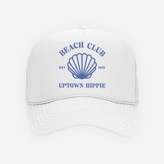 Elevate your beachside look with our UH Beach Club Trucker Hat! Designed with a breathable mesh back and an adjustable strap, this hat guarantees a comfortable fit for all head sizes. Product Details Unisex One Size Fits All Adjustable Strap Made with Love Blue Adjustable Trucker Hat For Summer, Summer Trucker Hat In Blue For Travel, Summer Sports Trucker Hat With Curved Bill, White Curved Bill Baseball Cap For Vacation, White Baseball Cap With Curved Bill For Vacation, Blue Snapback Trucker Hat For Summer, Adjustable Blue Trucker Hat For Summer, Casual Summer Trucker Hat For Beach, Blue Curved Brim Trucker Hat For Summer