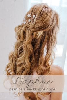 Pearl Hair Pin Wedding, Half Up Wedding Hair, Bridal Hair Pins Pearl, Competition Hair, Wedding Hairstyles Bride, Floral Hair Pins, Long Hair Wedding Styles, Wedding Hairstyles With Veil, Dance Hairstyles