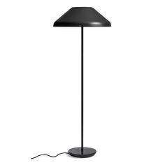 a black floor lamp on a white background