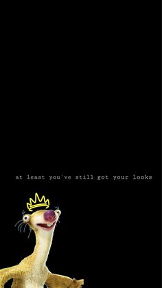 an animal with a crown on it's head standing in front of a black background