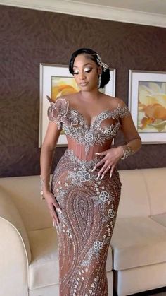 Lace Reception Dress For Bride, Wedding Reception Dresses For Bride, Nigerian Wedding Reception Dress, Brides Reception Dress, Bridal Robe Ideas, Outfit For Bridesmaid, Reception Dresses For Bride, Reception Dress Bride, Wedding Reception Dress For Bride