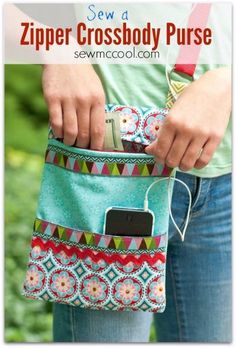 the zipper cross body purse sewing pattern is easy to sew and has lots of pockets