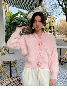 Fluffy Flower Button Cardigan · TeddyLoveEve · Online Store Powered by Storenvy