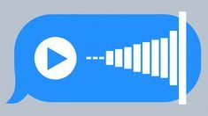 a blue speech bubble with an audio play button