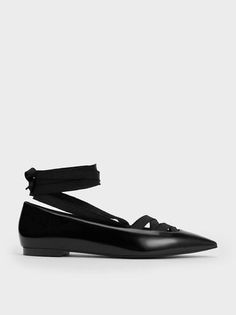 Black Box Pointed-Toe Tie-Around Ballet Flats | CHARLES & KEITH Charles Keith, Cross Patterns, Black Box, The Vamps, Everyday Wardrobe, Classic Black, Ballet Flats, Ballet, Twist