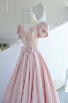 Item Descriptions:Silhouette: A-LineFabric:SatinLength:Floor LengthBack Details:ZipperFully Lined: YesBuilt-In Bra: YesShown Color:Pink Pink Satin Prom Dress, Short Sleeve Prom Dresses, Engagement Dress, Pink Formal Dresses, Annual Meeting, Engagement Dresses, فستان سهرة