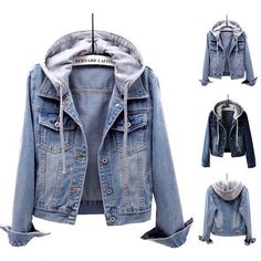 Find ideas๏ฟฝand inspiration for Women's Drawstring Hoodie Denim Jackets With Hood Ladies Trucker Jean Jacket, Women's Coats, Jackets & Vests Hooded Jean Jackets, Denim Coat Women, Denim Hoodie, Long Sleeve Denim Jacket, Hooded Denim Jacket, Streetwear Jeans, Jean Jacket Women, Slim Denim, Denim Coat Jacket