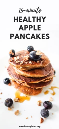 pancakes stacked on top of each other with blueberries