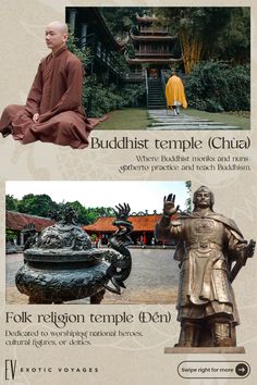 an image of buddhas in the park and on the ground with text below them