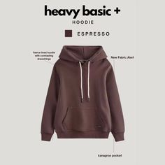 Heavy Basic+ Hoodie Available In Large Espresso. Basic Fall Hoodie With Kangaroo Pocket, Fall Basic Hoodie With Kangaroo Pocket, Winter Everyday Double-lined Hooded Top, Basic Hoodie With Adjustable Hood For Fall, Basic Fall Hoodie With Adjustable Hood, Everyday Hooded Hoodie For Fall, Basic Hoodie With Drawstring Hood, Hooded Everyday Hoodie For Fall, Hooded Fall Hoodie For Everyday Wear