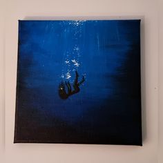 a painting of someone diving in the water