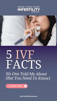 a woman laying in bed with the text 5 ivf facts no one told me about but you need to know