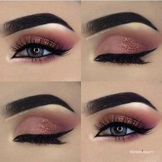 Koleksi Makeup, Rose Gold Eye Makeup, Gold Eyeliner, Christmas Eye Makeup, Festival Make Up, Gold Eye Makeup, Eye Makeup Steps