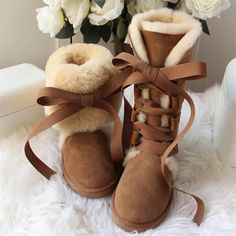 Stay warm and stylish this winter with our High Snow Boots Fur Wool Women's Winter Boots! With a - Golden Atelier Beige Lace-up Boots For Winter, Beige Flat Heel Lace-up Boots For Winter, Beige Mid-calf Boots For Winter, Ugg Style Boots, Boots For Winter, Doc Martens Boots, Fur Shoes, Vegan Boots, Wool Winter