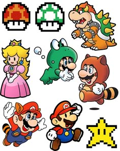 mario and friends stickers are shown in this image