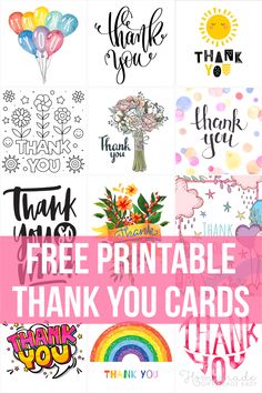 the free printable thank you cards are perfect for any child's birthday party