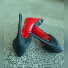 Authentic Christian Louboutin Red Bottom Black Pumps In Size 39 (Will Fit Us Size 7.5). There Is Wear On The Bottoms Of The Heels, But Can Be Repainted. Comes With Dustbag And Original Box. Party Red Heels With Rubber Heel Cap, Red Bottom Pumps, Red Louboutin, Red Bottom, Red Bottoms, Louboutin Shoes, Black Pumps, Christian Louboutin Shoes, Shoes Women Heels