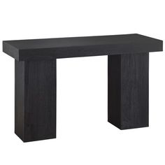 a black wooden table on a white background