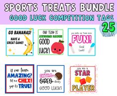 sports treats bundle good luck competition tags