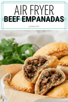 air fryer beef empanadas on a plate, cut in half Air Fryer Empanadas Beef, Air Fried Empanadas, Air Fryer Empanadas Recipe, Ground Beef Air Fryer Recipes, Dumplings In Air Fryer, Air Fryer Ground Beef Recipes, Air Fryer Mexican Recipes, Air Fryer Empanadas, Easy Empanadas Recipe