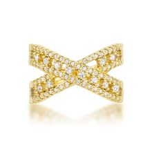 Sandy Classic .4ct CZ Criss Cross 18k Gold Band Ring .4ct clear stones accents a criss-cross design in an elegant wide band ring Item: BSJ-CR108530GC01 Plating Color: 14k Gold Base Metal: Lead Free Alloy (Brass) Gemstone:Grade: AAAAA Cubic Zirconia Gemstone Cut Grade: Ideal Gemstone Color: Clear Total Carat Weight (appx): 0.4ct Stone Cut: Round Stone Size: 1.2mm - 1mm Adornment Size: 20mm L x 11mm W Face Height: 4mm Band Width: 2.5mm Setting Type: Pave Eternity & Band Rings: https://www.etsy Gold Open Band Cubic Zirconia Diamond Ring, Promise Band, Gold Band Ring, Wide Band Rings, Cross Design, Clear Stone, Cross Designs, Wide Bands, Gold Fashion