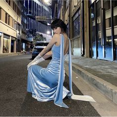 S To L Chic Blue Maxi Evening Dress, Chic Blue Maxi Dress For Banquet, Blue Maxi Dress For Banquet, Blue Maxi Length Dress For Banquet, Blue Fitted Maxi Dress For Banquet, Blue Midi Dress For Banquet, Fitted Blue Maxi Dress For Banquet, Chic Blue Evening Dress For Gala, Chic Blue Prom Dress