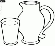 a drawing of a pitcher and glass next to each other on a white background with text