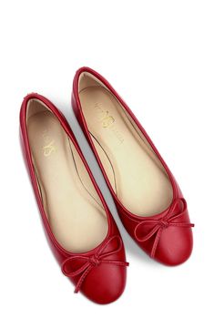 Signature logo hardware and a delicate vamp bow lend luxe elements to a timeless ballet flat set on a cushioned footbed for lasting comfort. Memory foam cushioning with arch support Slip-resistant sole Leather upper and lining/rubber sole Imported Elegant Red Ballet Flats With Flat Heel, Elegant Red Leather Ballet Flats, Elegant Leather Ballet Flats With Red Sole, Classic Red Ballet Flats For Formal Occasions, Classic Red Ballet Flats, Classic Red Formal Ballet Flats, Elegant Ballet Flats With Red Sole And Round Toe, Elegant Ballet Flats With Red Sole, Elegant Ballet Flats With Red Sole For Formal Occasions