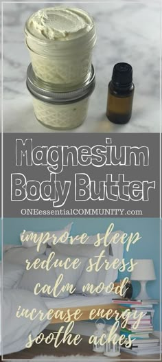 Calming Magnesium Body Butter - One Essential Community Magnesium Body Butter, Calm Mood, Homemade Body Butter, Diy Lotion, Increase Energy, Homemade Bath Products, Diy Essential Oils, Homemade Remedies