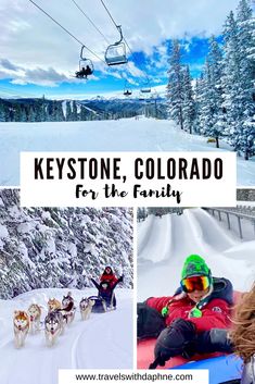 people riding on a ski lift and pulling sleds with husky dogs in the snow