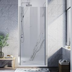 a bathroom with marble walls and flooring, including a walk in shower next to a toilet