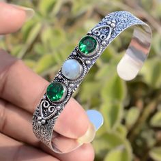 Rainbow Moonstone, Diopside Handmade Bracelet 925 Sterling Silver Cuff Bangle Silver Cuff Bangle, Jewelry Photos, Sterling Silver Cuff, Handmade Bracelet, Cuff Bangles, Silver Cuff, Rainbow Moonstone, Photo Jewelry, Handmade Bracelets