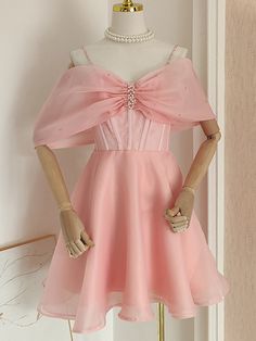 Pink Feminine V-neck Dress For Party, Pink V-neck Mini Dress For Evening, Pink Kawaii Party Dress, Feminine Pink V-neck Mini Dress, Pink Kawaii Mini Dress With Ruffles, Diamond Dress, Elegant Attire, Fashion Brand, New Dress