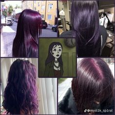 Serena Hair, Orchid Hair Color, Violet Black Hair, Plum Purple Hair, Downtown Mtv, Goth Hair