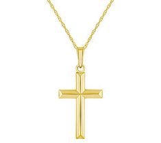 This subtly elegant necklace features a Singapore chain and a cross pendant. 14k Gold Crucifix Necklace Fine Jewelry, Classic Cross Pendant Necklace For Formal Occasions, Classic Yellow Gold Cross Pendant Necklace, 14k Gold Crucifix Necklace For Formal Occasions, Classic Cross Necklace For Formal Occasions, Formal Yellow Gold Cross Pendant Necklace, Elegant Cross Necklace For Formal Occasions, Elegant Crucifix Necklace For Formal Occasions, Formal Classic Cross Necklace