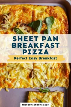 sheet pan breakfast pizza with text overlay