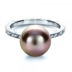 Pearl Rings | Custom Pearl Ring Elegant Engraved Ring With Bezel Setting, Classic Tahitian Pearl Ring For Wedding, Classic Tahitian Pearl Wedding Ring, Joseph Jewelry, Design Your Own Ring, Ring Pearl, Pearl Rings, S Ring, White Gold Band