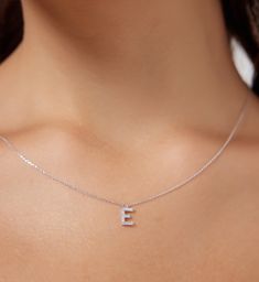 "14K SOLID WHITE GOLD DAINTY INITIAL NECKLACE WITH DIAMONDS Metal : 14K Solid Gold Necklace Length : 16 inches / 40cm Letter Height : 7.20mm Letter Width : 4.80mm Diamond : 14 Diamonds --- Nice White Color Sparkle Diamonds ---- G-H color SI2 clarity Total Carat: 0.08ct to 0.12cts (Depending on the letter) ---MADE IN USA--- ---All letters from A to Z are available. Please indicate your letter choice in the \"notes to seller\" section on the order. ---This is a beautiful 14K Solid White Gold Daint Silver Initial Pendant Diamond Necklace In 14k Gold, 14k Gold Silver Diamond Initial Pendant Necklace, Silver Diamond Initial Pendant Necklace In 14k Gold, Silver 14k Gold Initial Pendant Diamond Necklace, Elegant White Sterling Silver Initial Necklace, Hallmarked White Gold Initial Pendant Necklace, White Initial Pendant Necklace For Formal Occasions, Dainty White Gold Initials Necklace, Dainty White Gold Necklaces With Initials