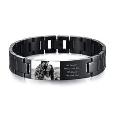 PRICES MAY VARY. Personalized Bracelet for Men - This personalized men bracelet can engraved your picture memory, custom for men's jewelry with all the one's names, promise or any text you like, great for celebrating love, friendship, fathers day and family.The picture can only be carved black and white MEASUREMENTS:Width 15mm,Length 8.3 inches (21 CM), Come with a Remove Tool,You Can Adjust the Item Size.Up to 3 chains can be removed DETAILS: Made of High Quality 316L stainless steel, stronger Personalized Black Rectangular Bracelets, Black Stainless Steel Bracelet For Valentine's Day, Black Stainless Steel Bracelets For Valentine's Day, Black Bracelets With Engraving Option For Gift, Valentine's Day Black Stainless Steel Bracelets, Customizable Black Name Bracelet For Father's Day, Customizable Black Name Bracelet For Anniversary, Father's Day Black Stainless Steel Wristband, Black Jewelry With Engraving Option For Father's Day