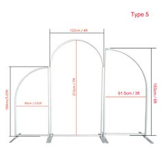 an image of a white arch with measurements for the size and width on each side