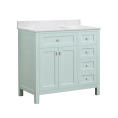 a bathroom vanity with two sinks and drawers