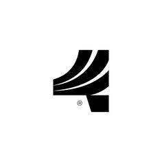 an abstract black and white logo with curved lines in the shape of a rectangle