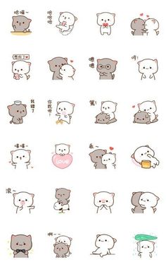 various stickers with different types of cats and dogs on them, including one that says love